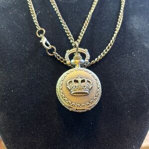Vintage Gold Tone Watch Locket Necklace